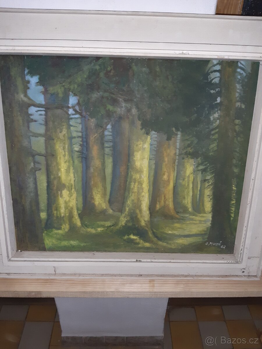 Prodám obraz olejomalba les