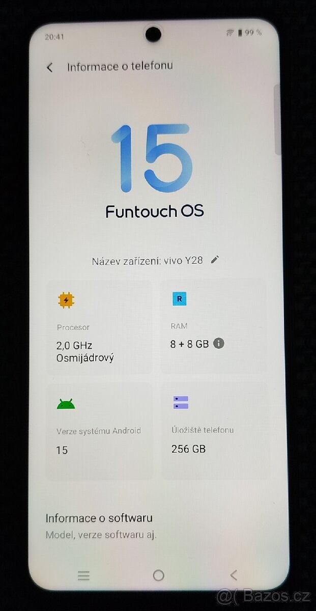 Mobilní telefon VIVO y28, 8+8GB/256GB, jako NOVÝ