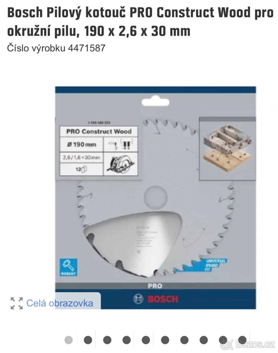 Pilový kotouč Pro construct wood Bosch 190 nový