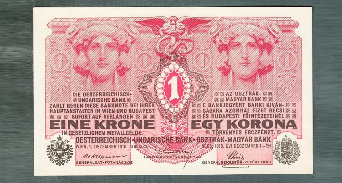 Staré bankovky 1 koruna 1916 bezvadný stav UNC