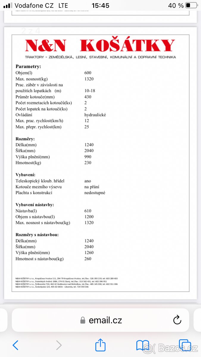 Rozmetadlo průmyslových hnojiv