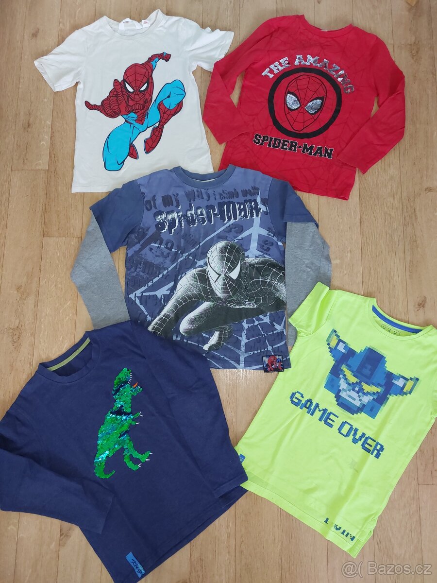 Chlapecká tílka, trička, dinosaurus, Spiderman, cca 6-11 let