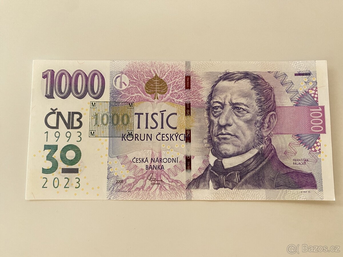 1000 KČ S PŘÍTISKEM - VÝROČNÍ BANKOVKA - 2023
