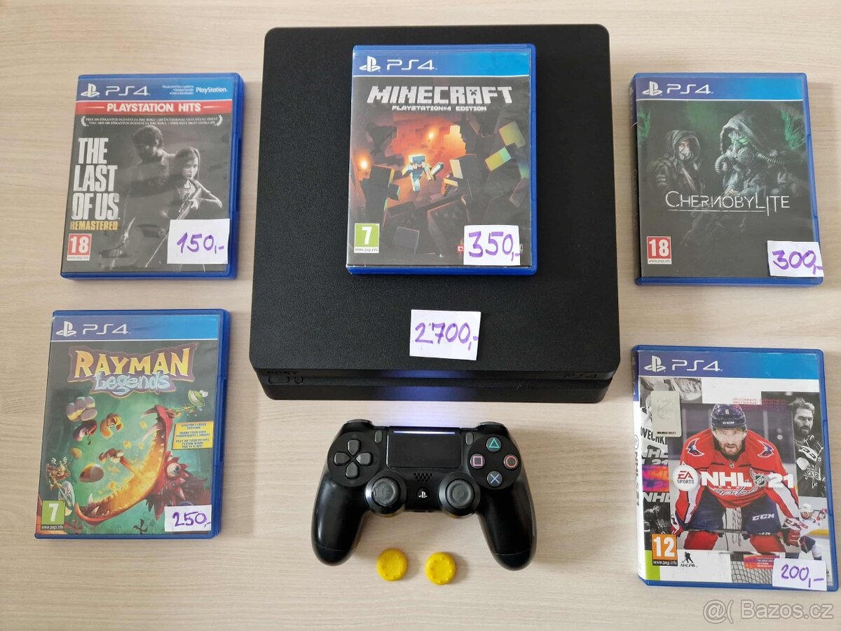 Playstation slim 500gb + sony ovladač + kabeláž bez her cena