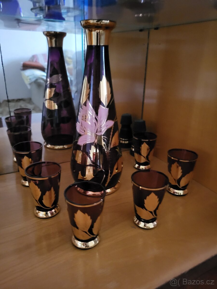 Broušené sklo, likérové soupravy