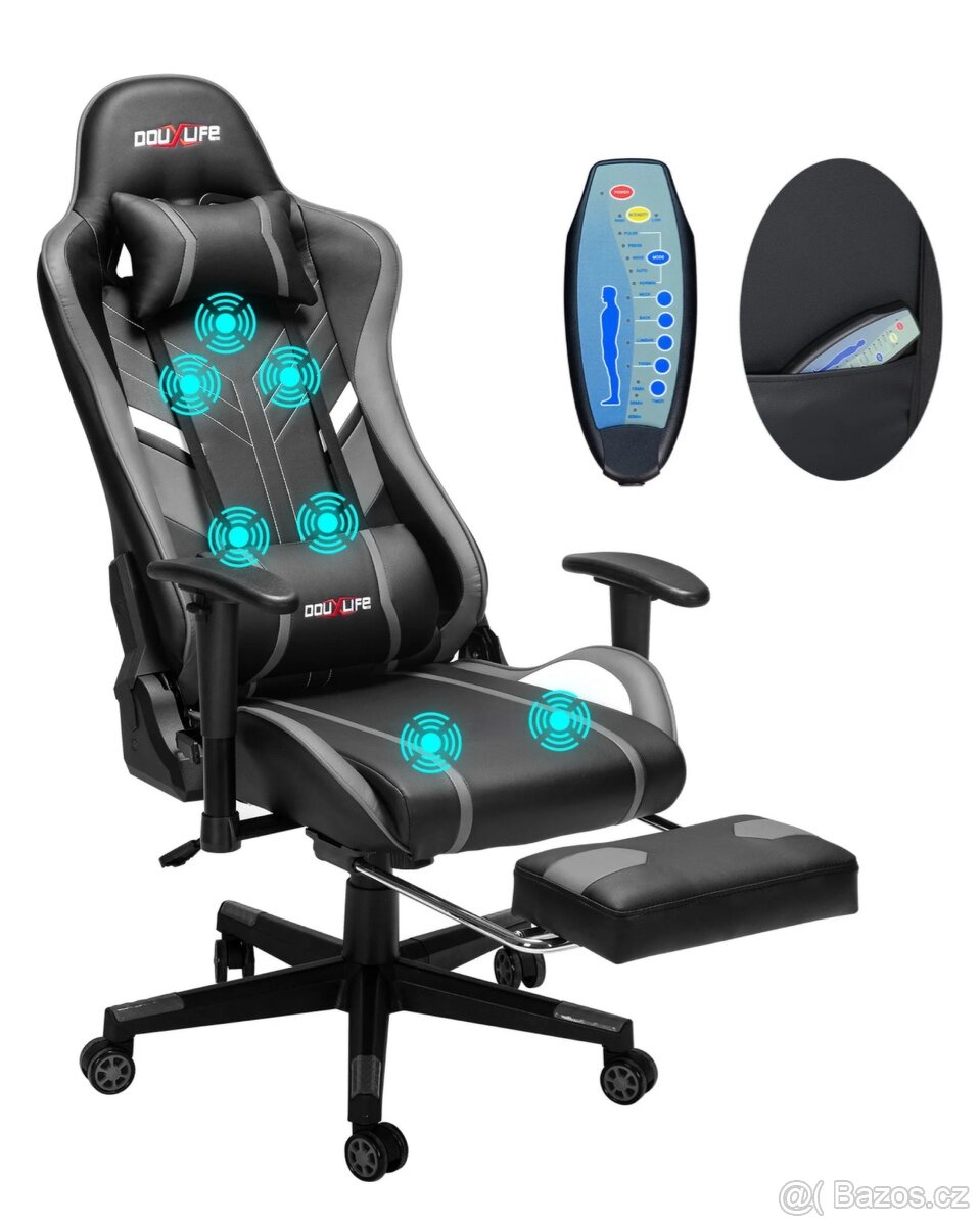 Herní kancelářská židle masážní ergonomická s opěradlem