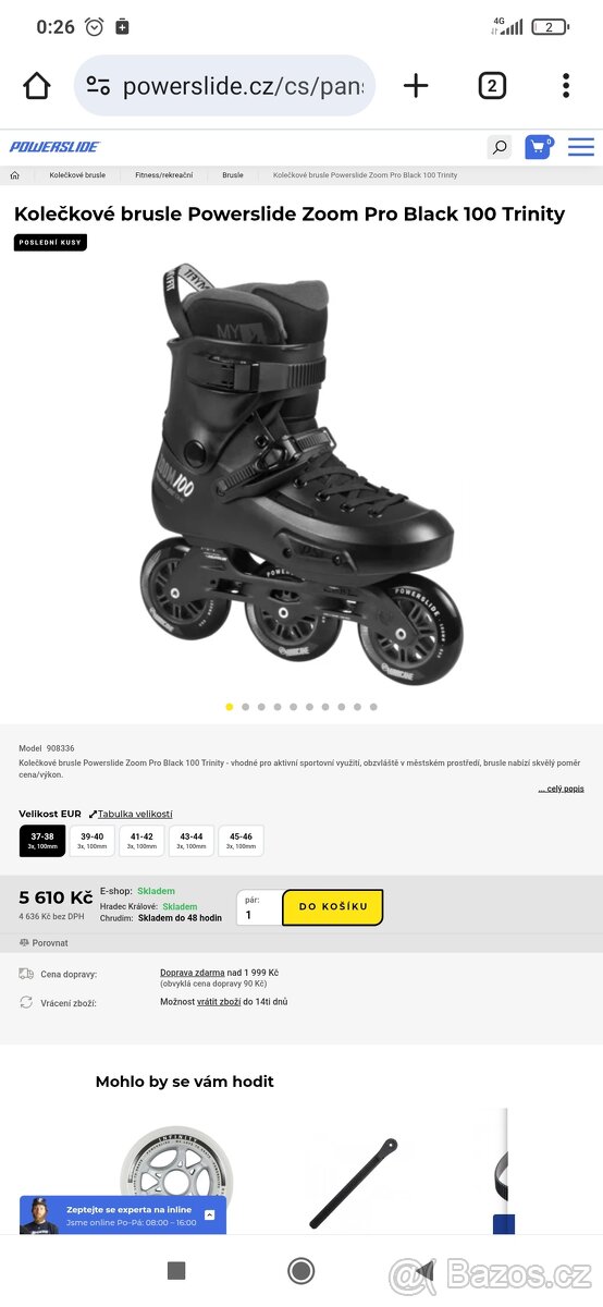 Kolečkové brusle Powerslide Zoom pro Black Trinity