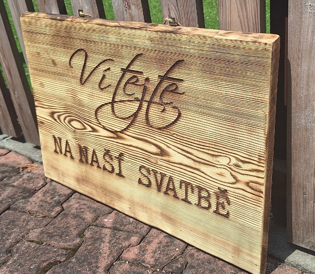 Dřevěná cedule z masivu Svatba