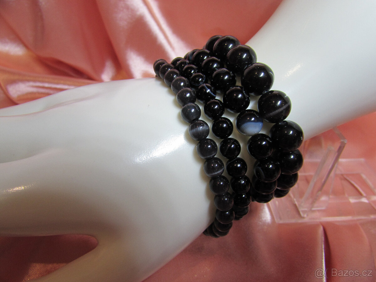 ♥️ Krásný náramek z přírodního kamene (kočičí oko, achát)
