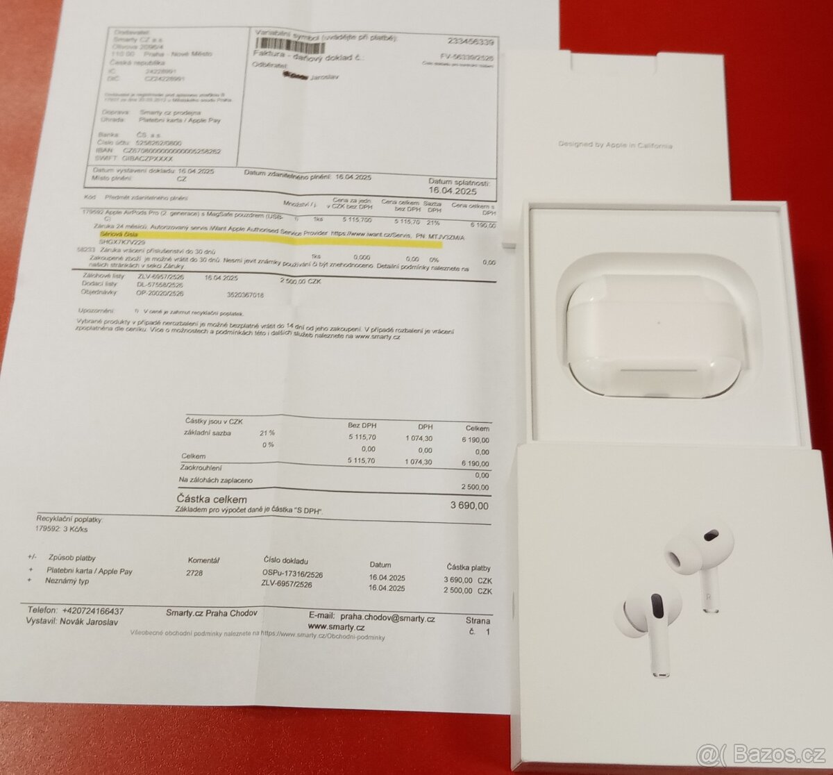 Apple AirPods Pro 2gen (2023) MTJV3M/A záruka 4/2027 Smarty