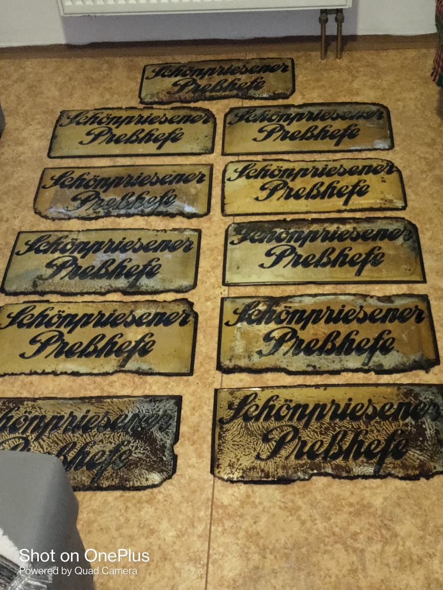 Starožitné,plechové reklamní tlačené cedule-lisované droždí