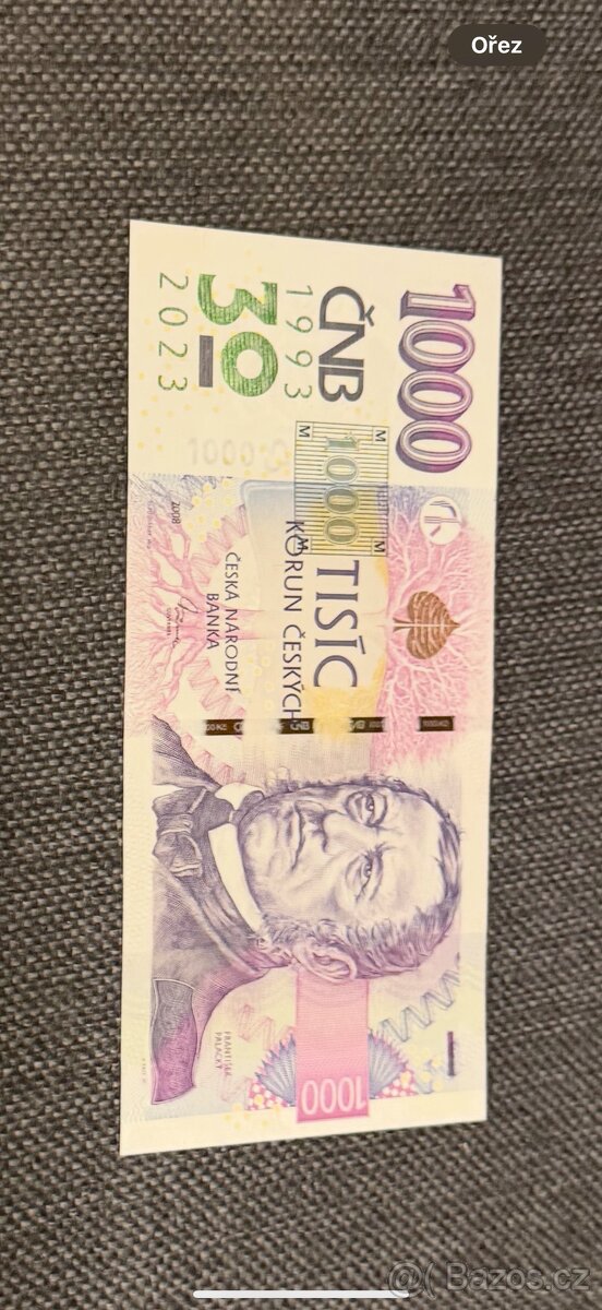 Prodám bankovky 1000Kč s přítiskem cena 1500/ks