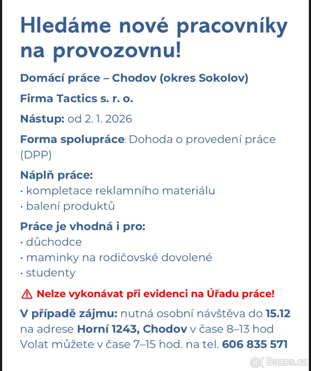Pracovníci pro kompletační práce -DPP