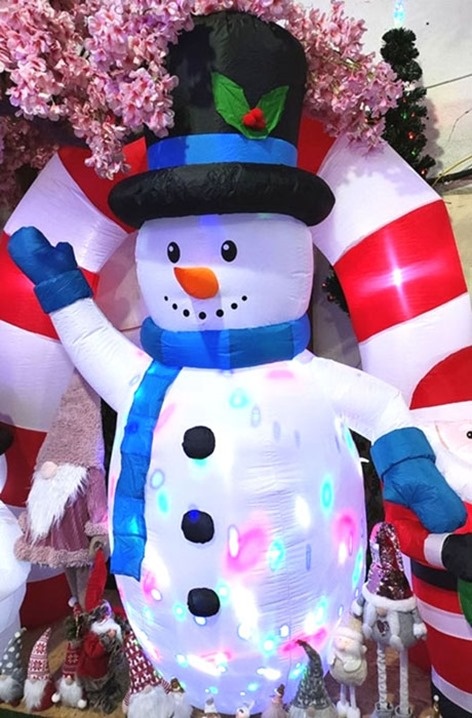 Nafukovací svítící vánoční dekorace sněhulák s LED osvětlení