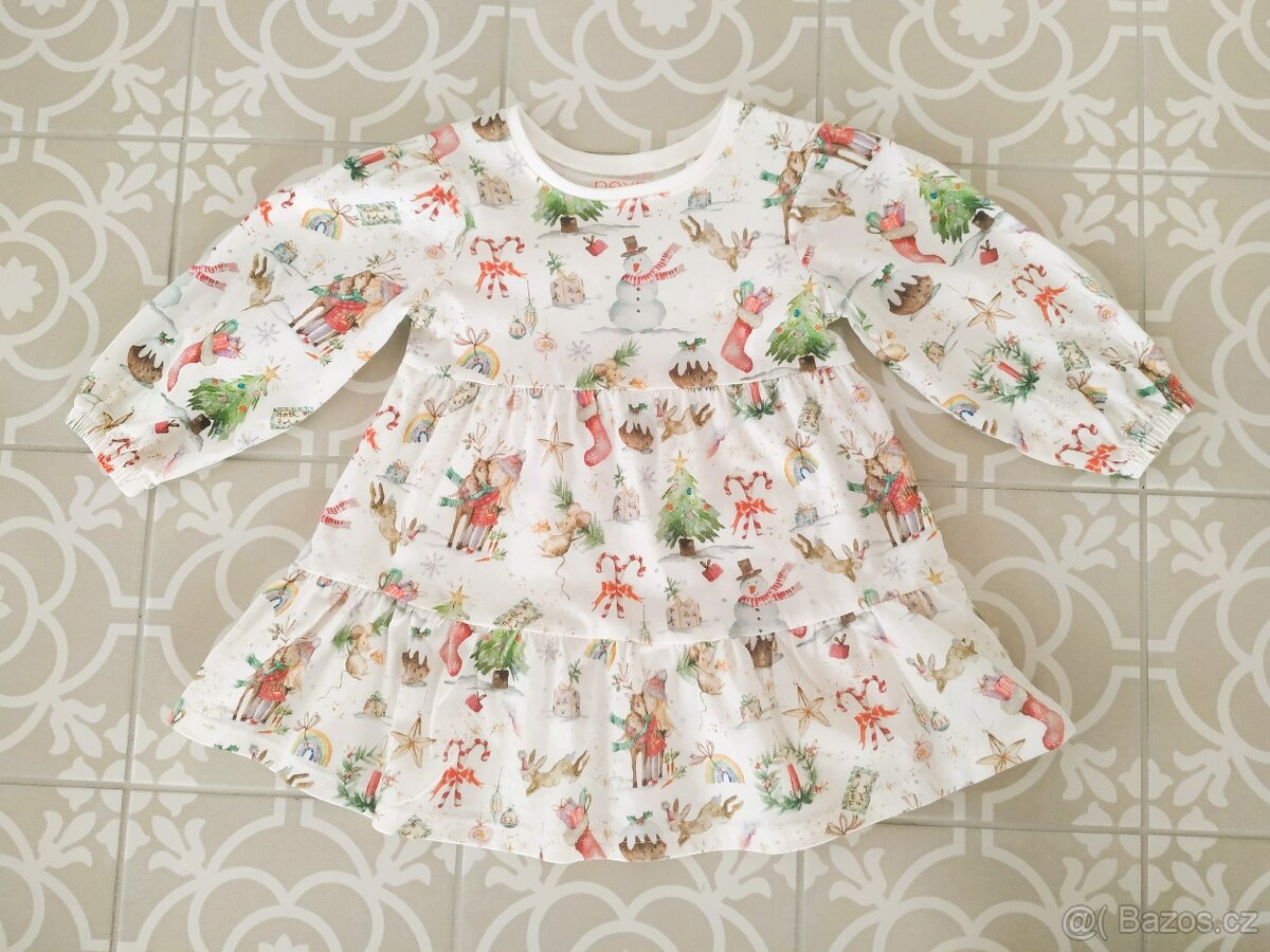 Nové bavlněné překrásné vánoční zimní šaty Next 86