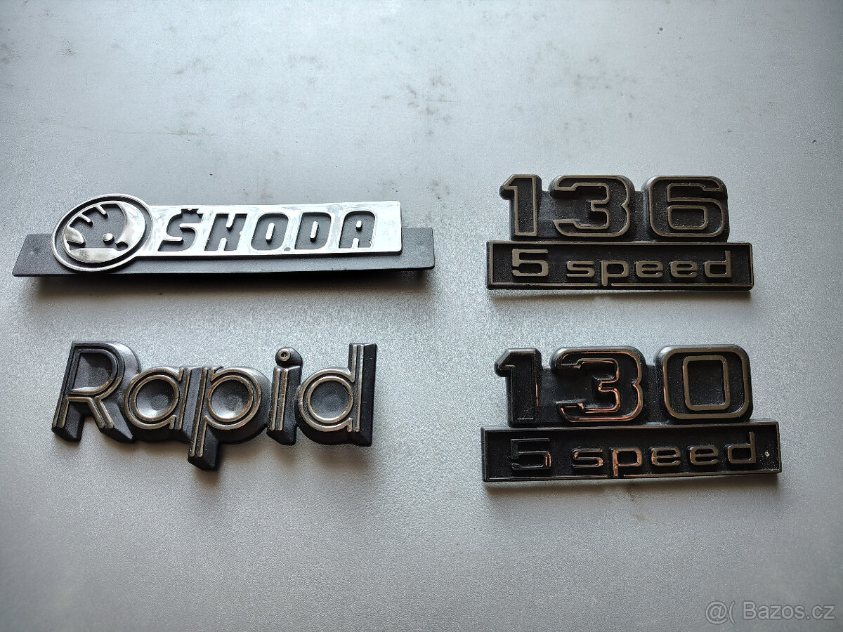 Nápis Škoda Rapid 130 5 Speed, 136 5 Speed