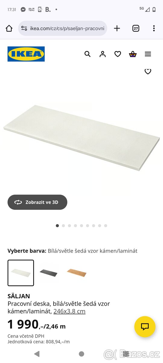 Nová kuchyňská deska IKEA 2,46