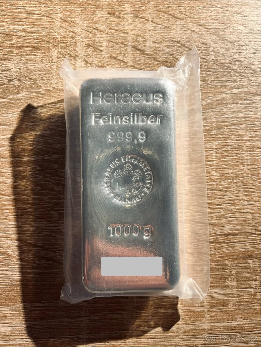 Stříbrný investiční slitek Heraeus - 1000 g