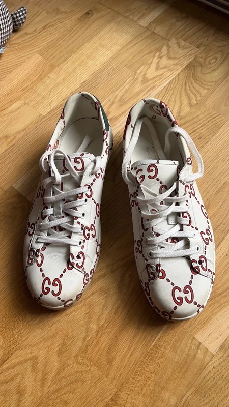 Pánské tenisky Gucci Ace Ghost White Leather Red GG Logo