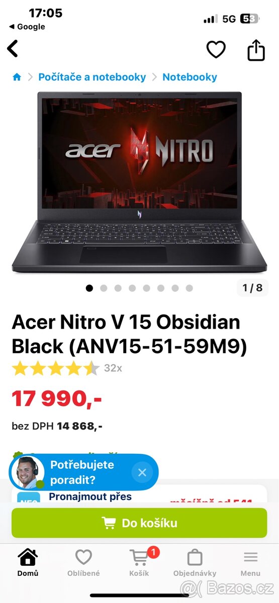 Prodam, Vymenim acer nitro v15 za macbook