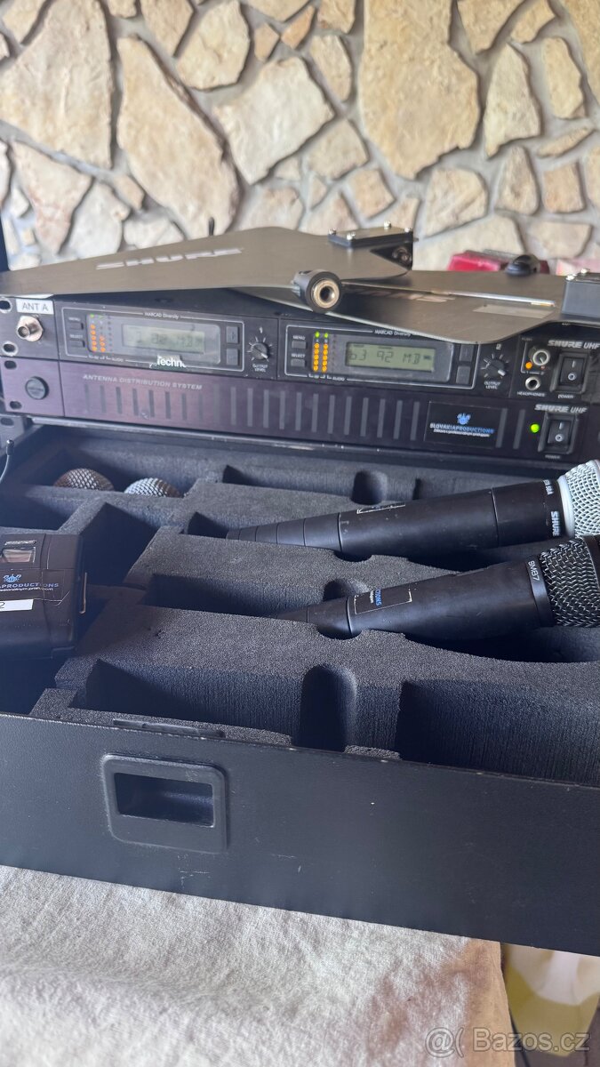 Shure UHF profesionálny mikrofónový set + rozbočovač + antén
