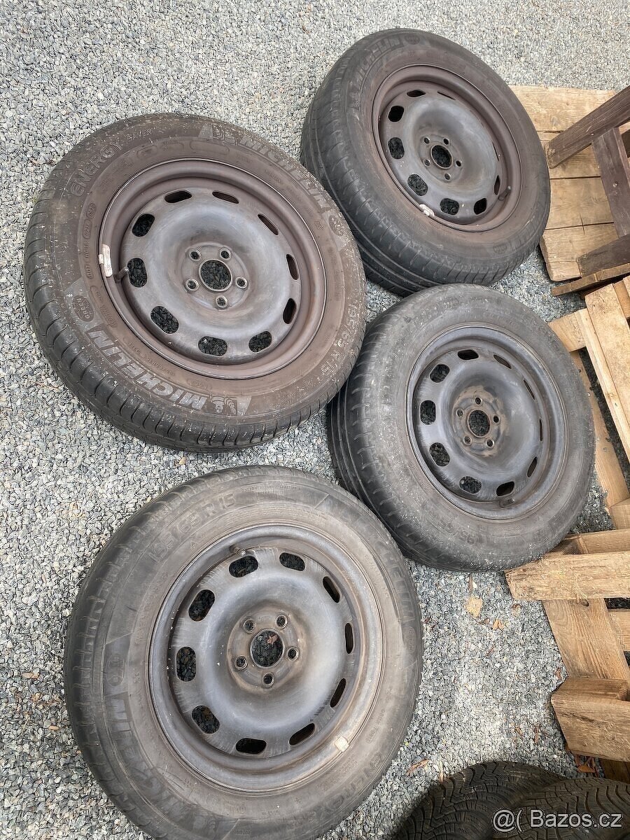 Plechové disky 15” 5x100 a letní pneu 195/65/R15