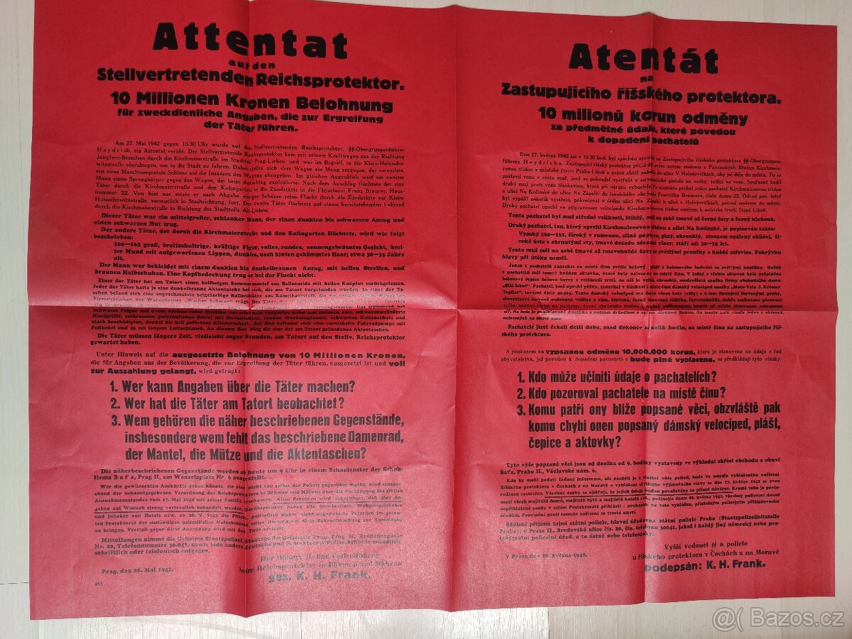 Protektorát - faksimile Atentát na R. Heydricha