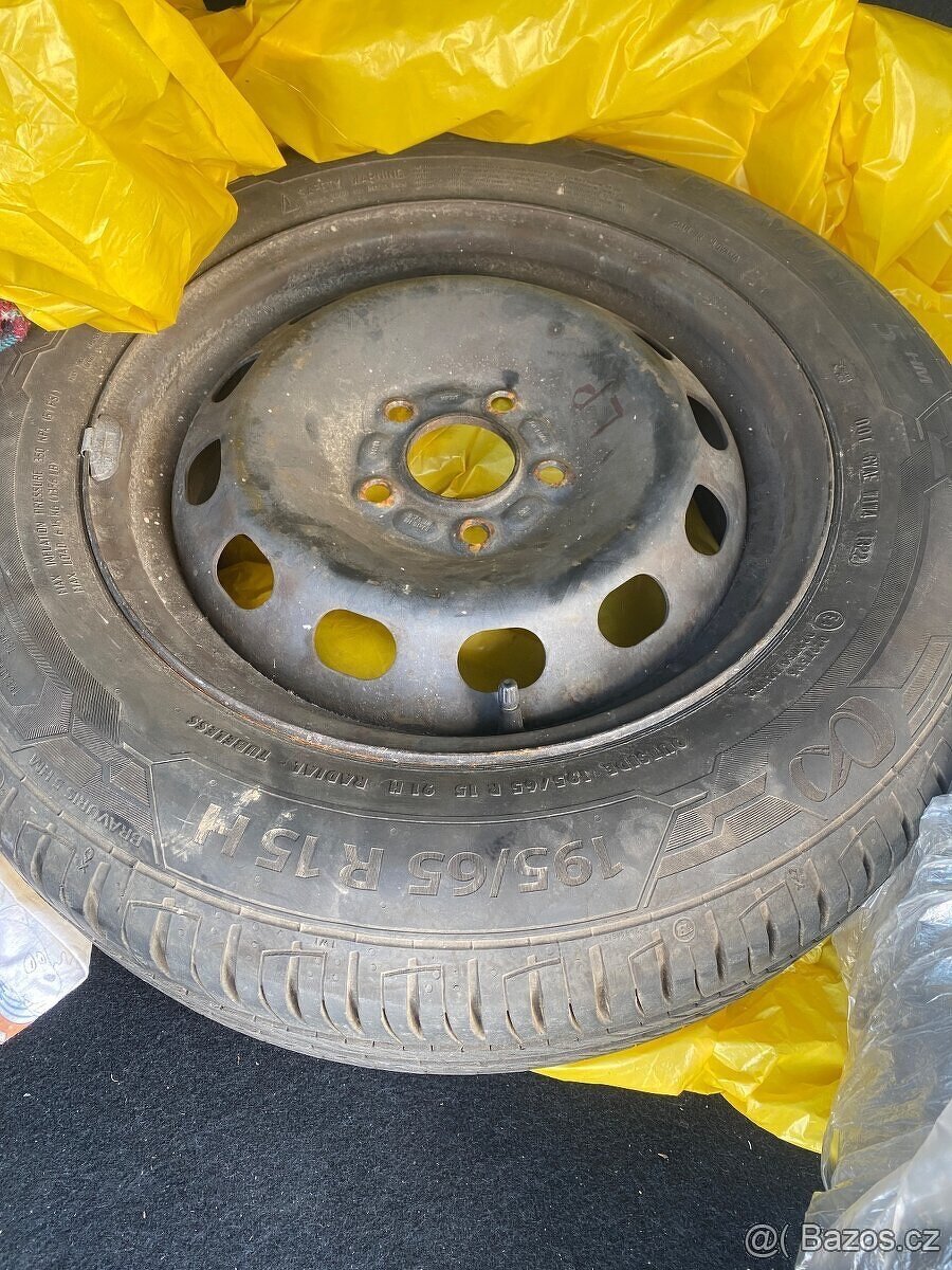 Plechové disky 15” 5x108 a letní pneu 195/65/R15