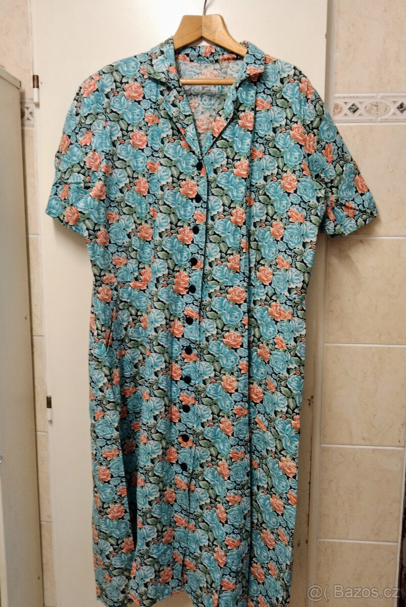 Handmade originál plátěné letní šaty velikost 52/54.