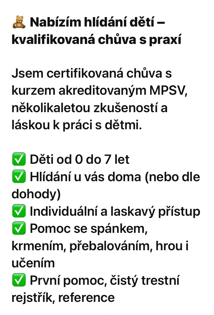 Hlídání dětí.