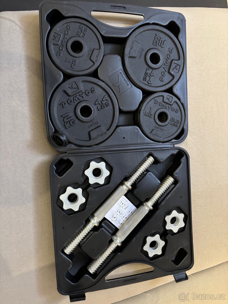 Sada posilovacích činek a tyčí 12 kg s kotouči