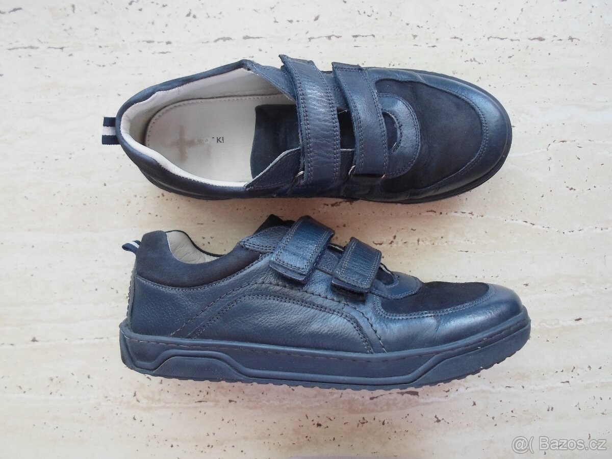 Modré boty polobotky kožené - 37