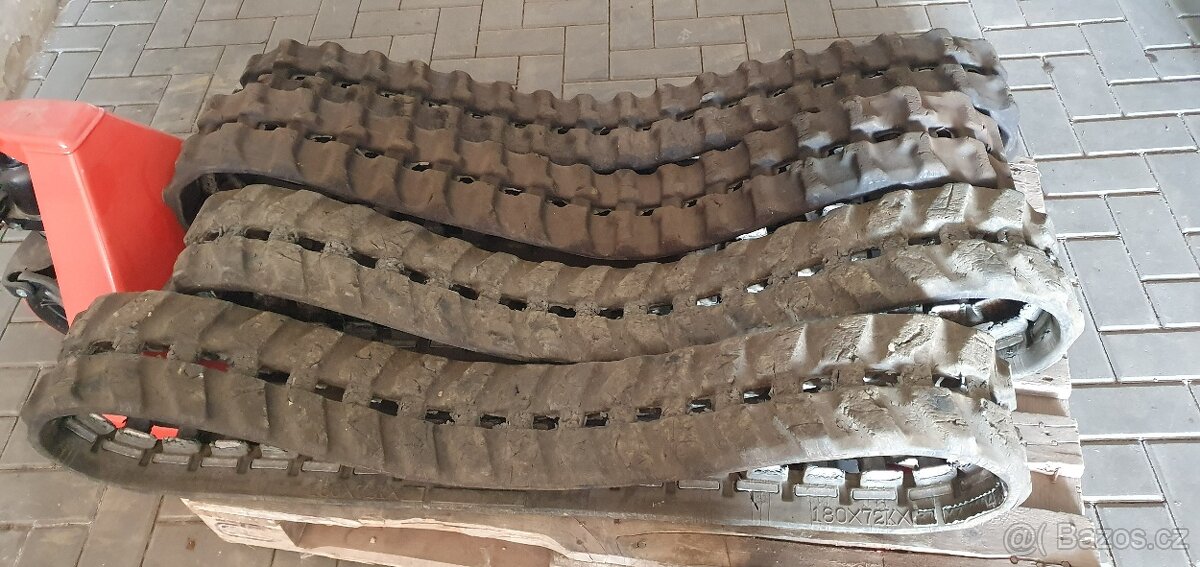 Použité pásy na minibagr Kubota K008-3,atp.,rozměr 180x37x72