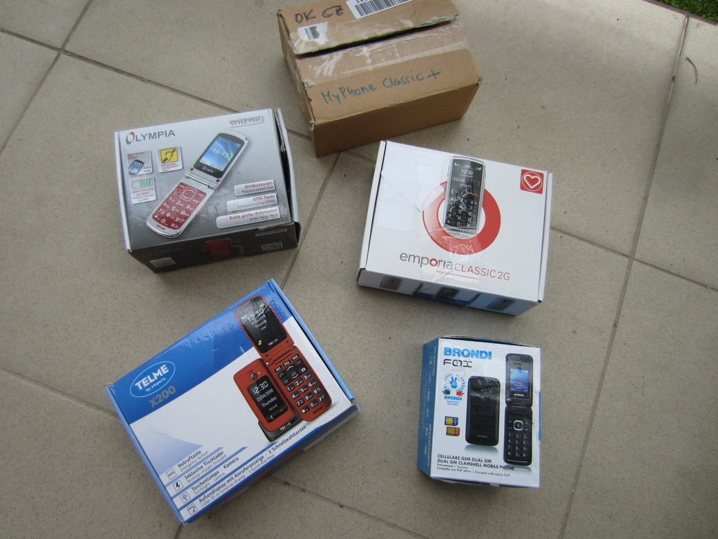 4 mobilní relefony-Brondi,Olympia,Telme, My Phone