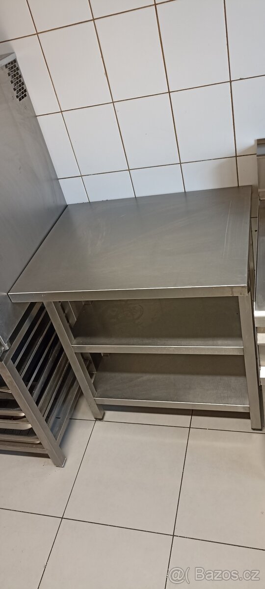 nerezový pracovní stůl/pult – 90 x 75 x 60 cm, TOP stav