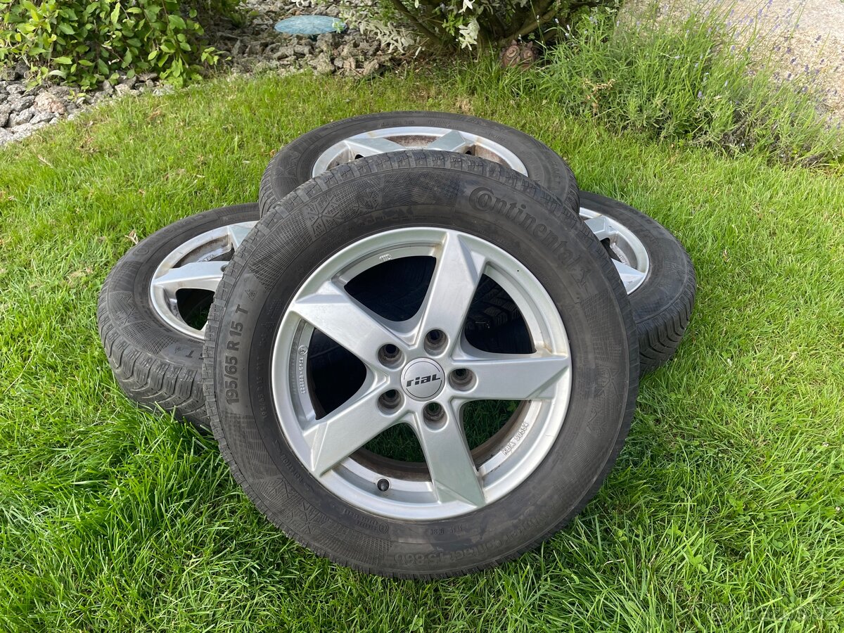 Prodám-Sadu Alu kol 5x112mm,ET43,RIAL,195/65/15