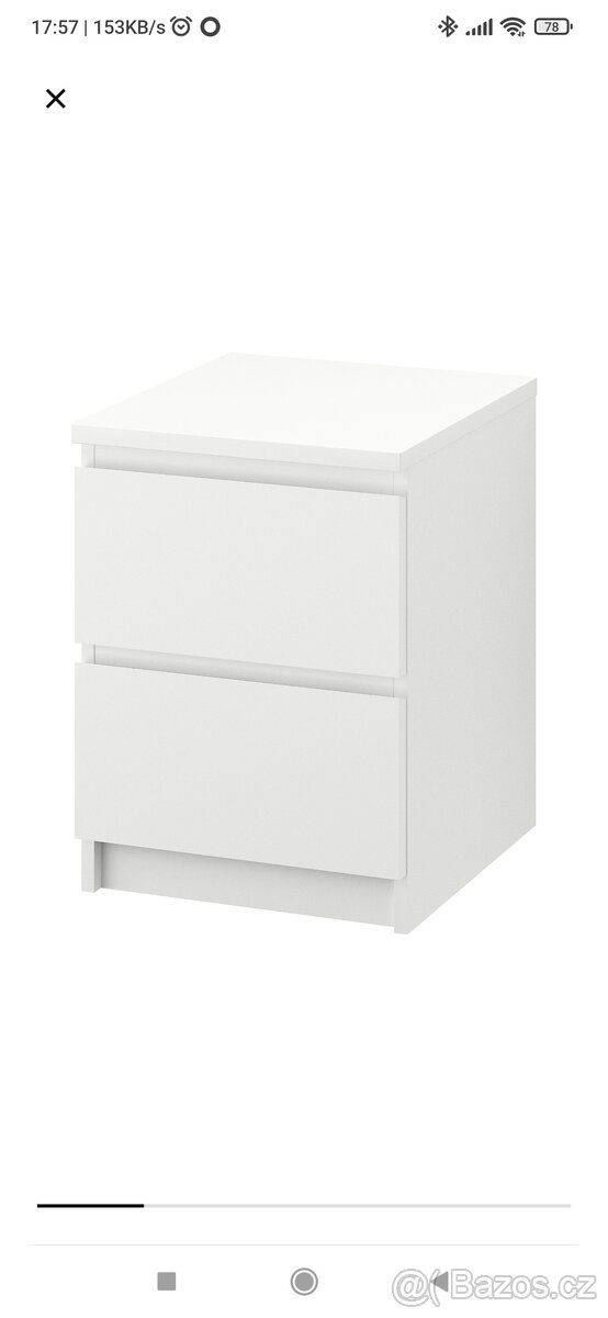 Komoda bílá malá Malm, zn. Ikea