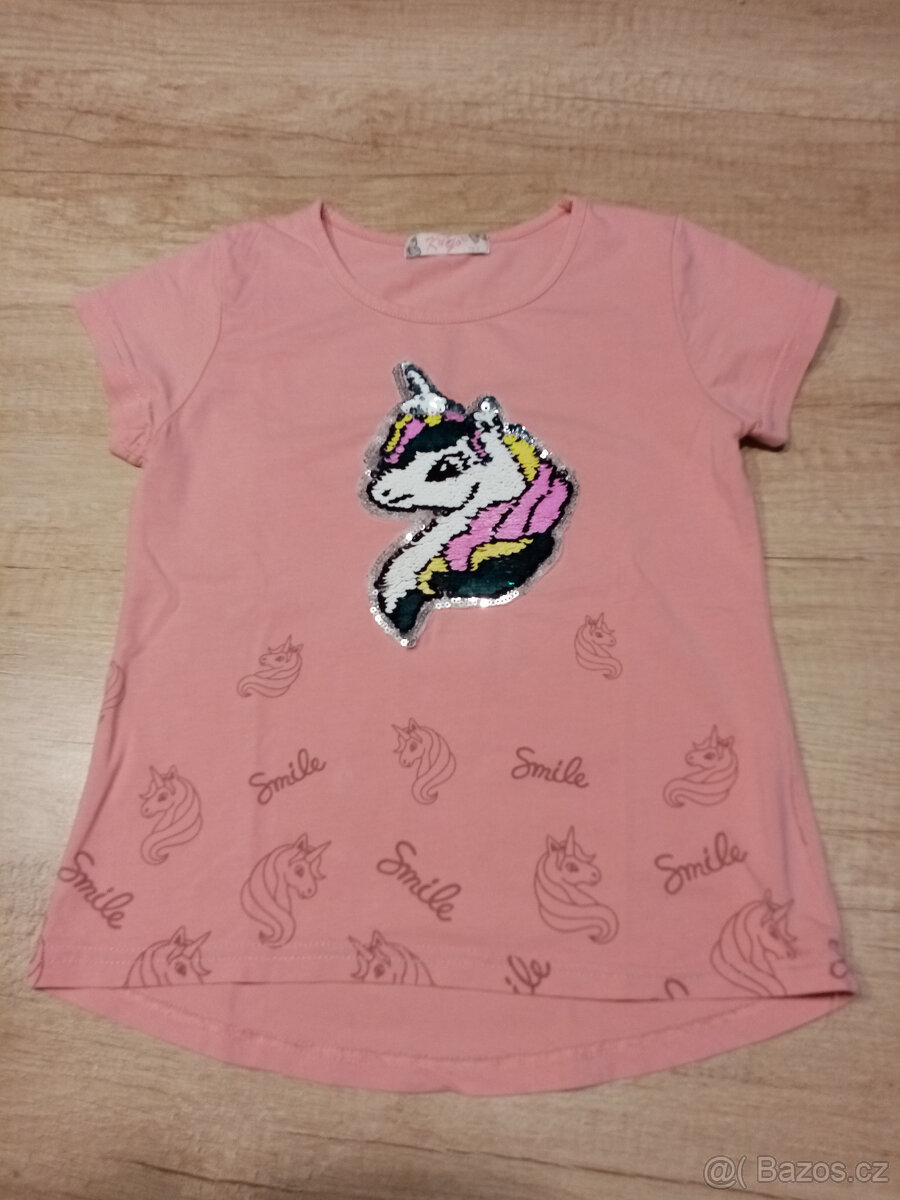 měnící tričko a tílko jednorožec vel. 110/116