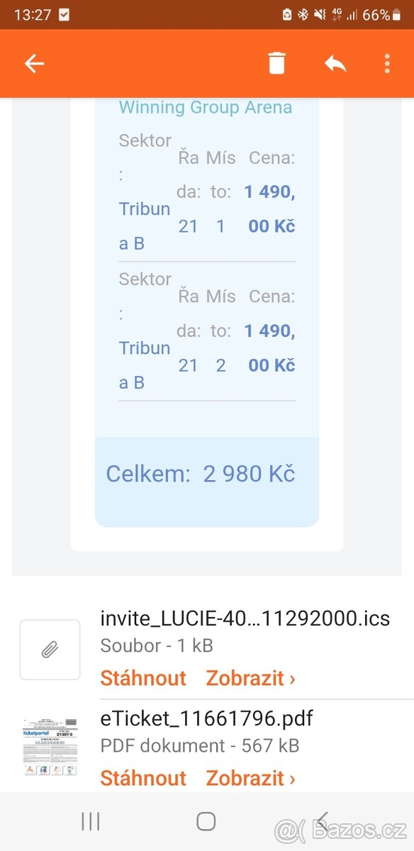 Vstupenky na kapelu Lucie
