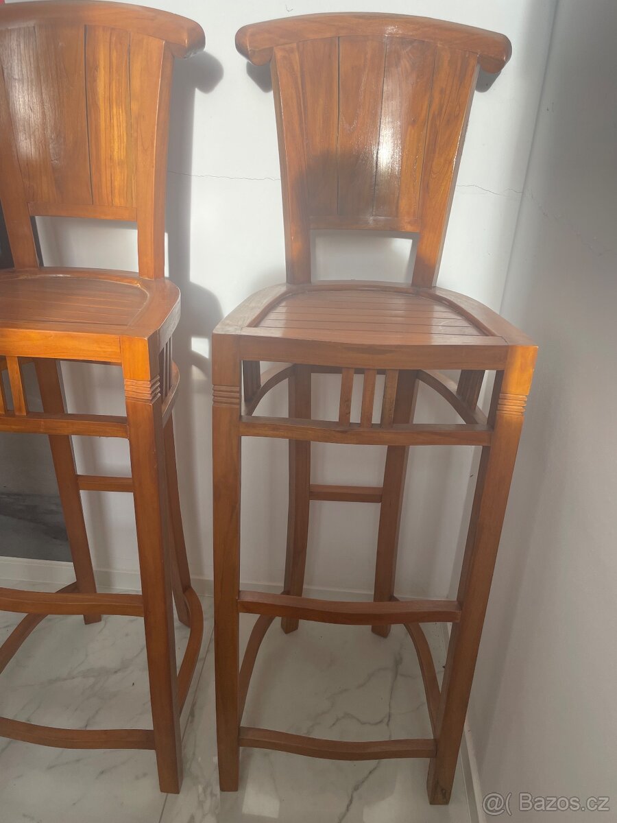 Barové židle teak - set 4