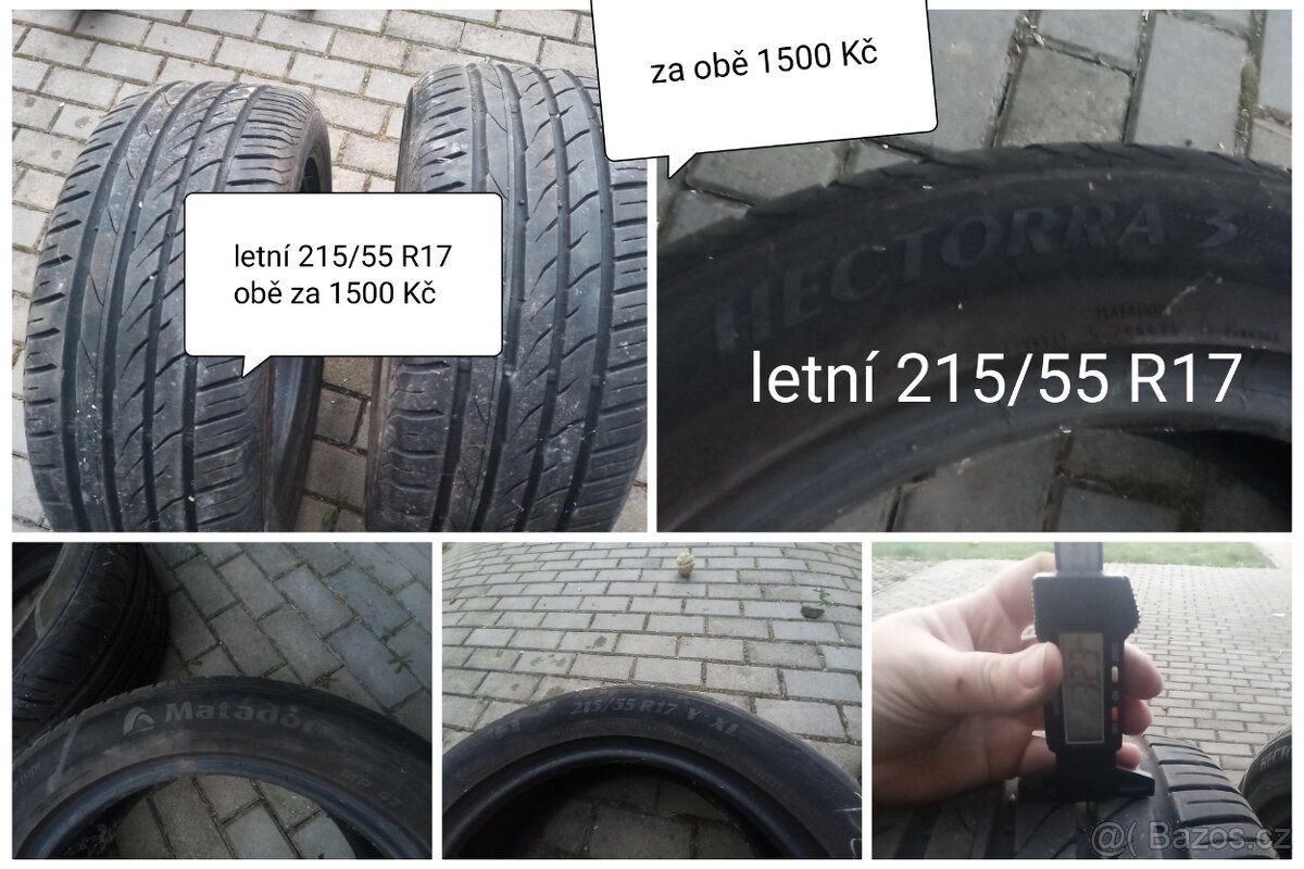 Prodám letní pneumatiky 215/55 R17