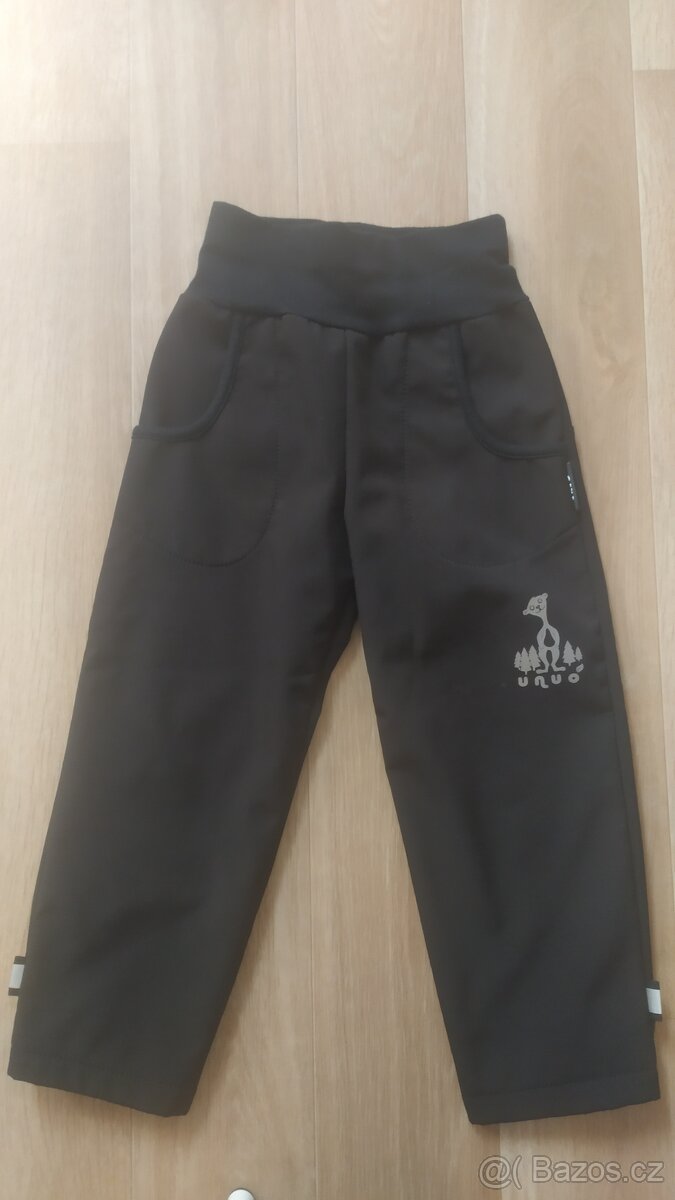 Kalhoty Unuo softshell uvnitř fleece 104-110 černá