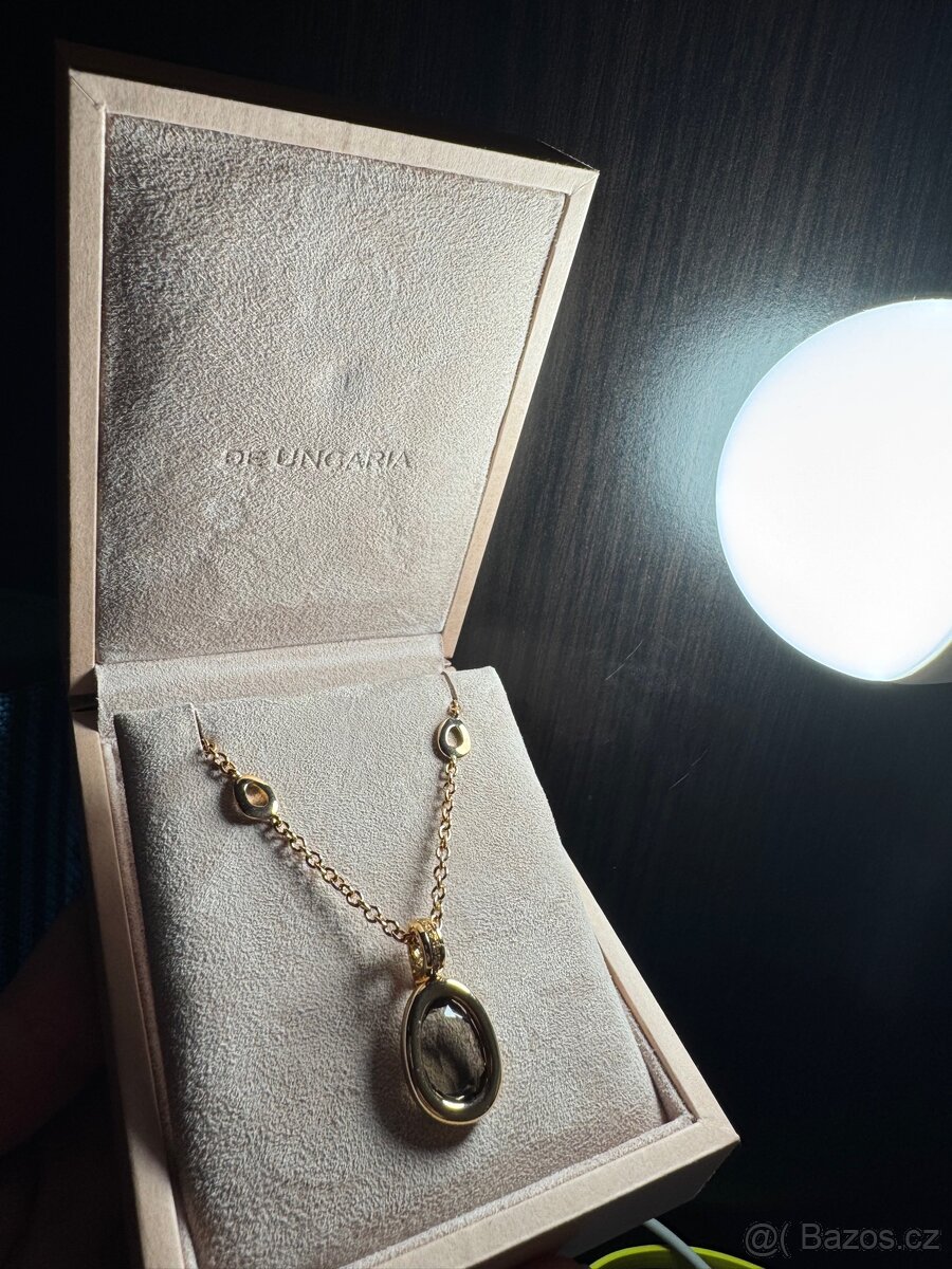De Ungaria zlatý řetízek s diamanty a smoky quartz