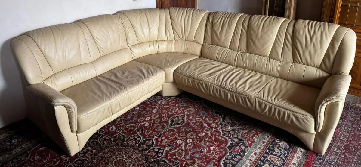 Rohová kožená sedací souprava, 3311