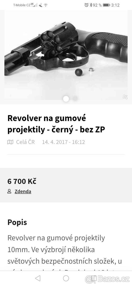 Revolver na gumové projektily