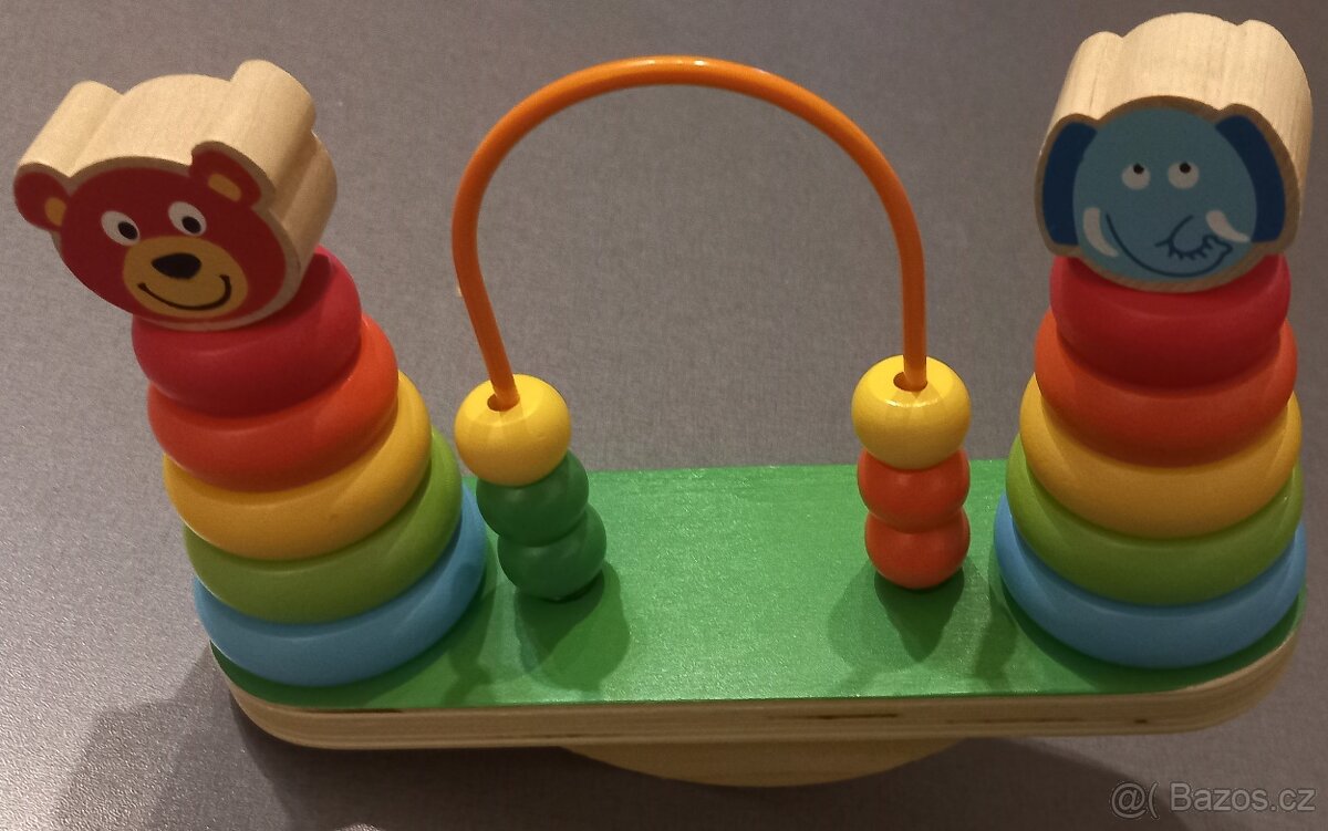 Acool Toy. Dřevěná balanční pyramida s korálky. nepoužité