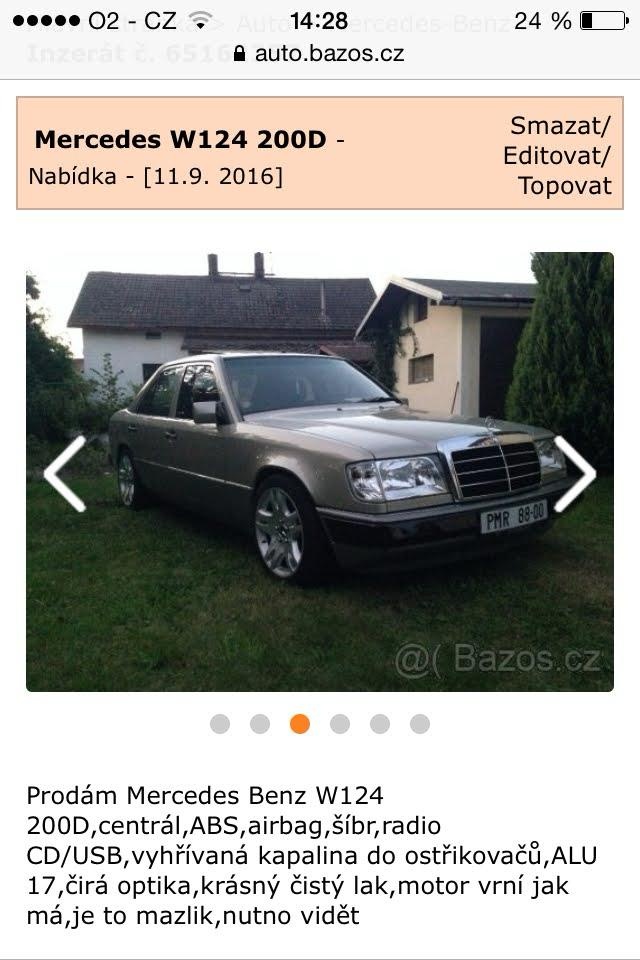mercedes benz W124 200D zamluvené