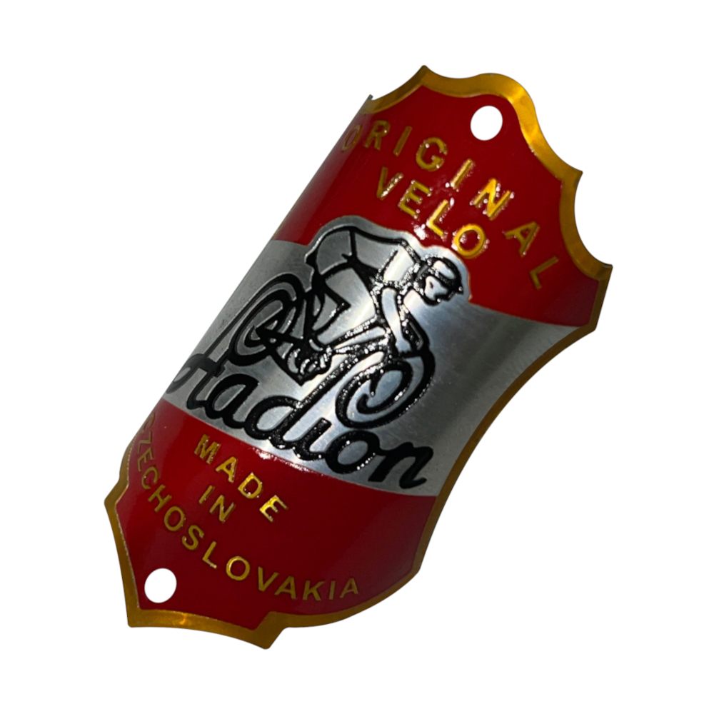 Štítek rámu Stadion S1, S11 - dle originálu leptaný, zlacený