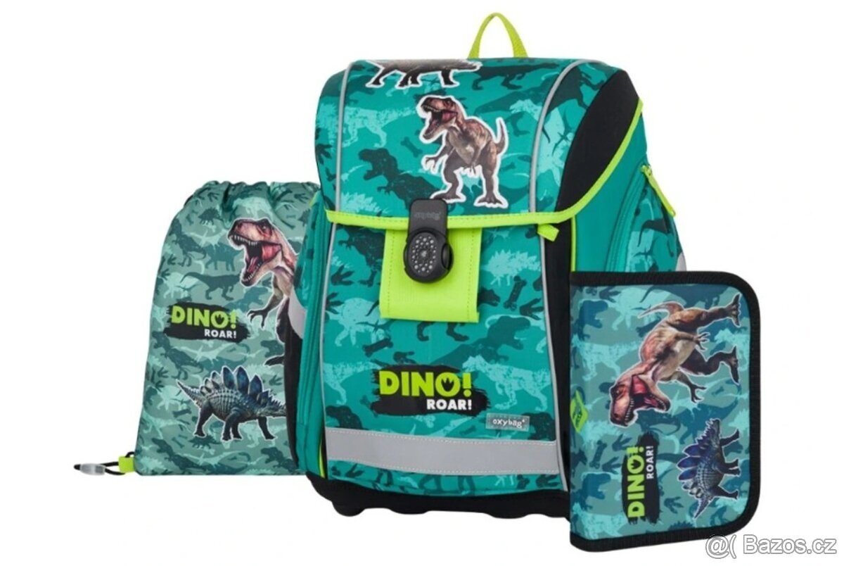 AKCE Školní třídílná sada Dinosaurus + box a4 k ni zadarmo.