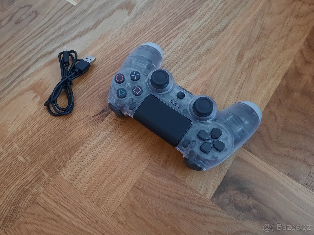 PS4 ovladač průhledný bílý